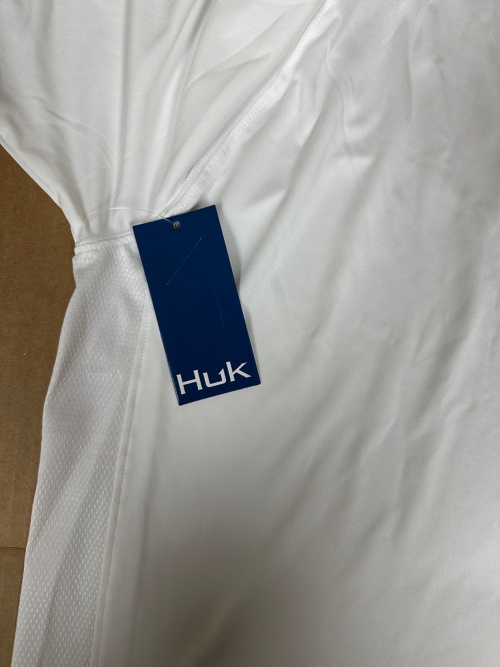 ##111, Size 111, NWT Huk White LS Performance Fishing Tee with Blue Logo - Picture 8 of 8